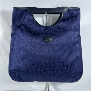 3047: Vintage Noevir x Céline Navy Monogram Tote Bag